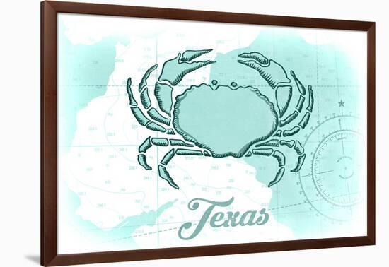 Texas - Crab - Teal - Coastal Icon-Lantern Press-Framed Art Print