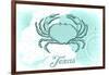 Texas - Crab - Teal - Coastal Icon-Lantern Press-Framed Art Print