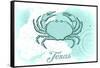 Texas - Crab - Teal - Coastal Icon-Lantern Press-Framed Stretched Canvas