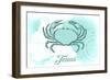 Texas - Crab - Teal - Coastal Icon-Lantern Press-Framed Art Print