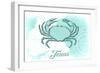 Texas - Crab - Teal - Coastal Icon-Lantern Press-Framed Art Print