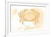 Texas - Crab - Yellow - Coastal Icon-Lantern Press-Framed Premium Giclee Print