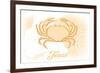 Texas - Crab - Yellow - Coastal Icon-Lantern Press-Framed Premium Giclee Print