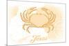 Texas - Crab - Yellow - Coastal Icon-Lantern Press-Mounted Premium Giclee Print