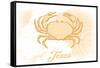 Texas - Crab - Yellow - Coastal Icon-Lantern Press-Framed Stretched Canvas