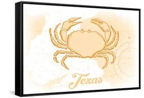 Texas - Crab - Yellow - Coastal Icon-Lantern Press-Framed Stretched Canvas