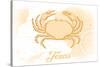 Texas - Crab - Yellow - Coastal Icon-Lantern Press-Stretched Canvas