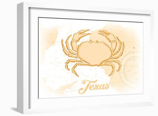 Texas - Crab - Yellow - Coastal Icon-Lantern Press-Framed Art Print