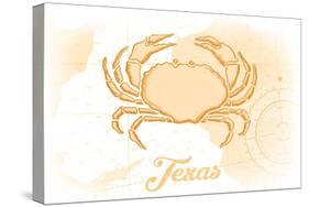 Texas - Crab - Yellow - Coastal Icon-Lantern Press-Stretched Canvas