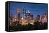 Texas - Dallas Skyline-Trends International-Framed Stretched Canvas