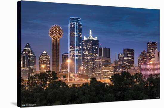 Texas - Dallas Skyline-Trends International-Stretched Canvas