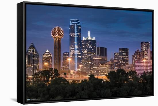 Texas - Dallas Skyline-Trends International-Framed Stretched Canvas