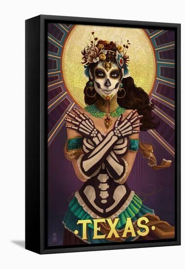 Texas - Day of the Dead Crossbones-Lantern Press-Framed Stretched Canvas