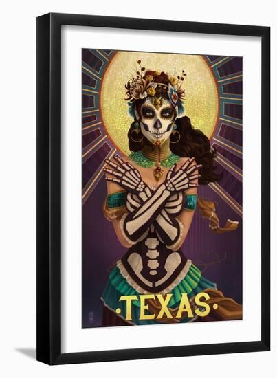 Texas - Day of the Dead Crossbones-Lantern Press-Framed Art Print