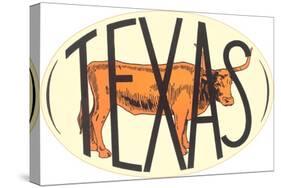 Texas Decal with Longhorn Steer-null-Stretched Canvas