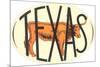 Texas Decal with Longhorn Steer-null-Mounted Premium Giclee Print