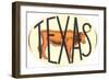 Texas Decal with Longhorn Steer-null-Framed Art Print