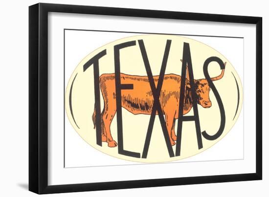 Texas Decal with Longhorn Steer-null-Framed Art Print