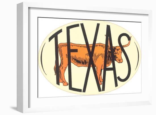Texas Decal with Longhorn Steer-null-Framed Art Print
