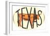 Texas Decal with Longhorn Steer-null-Framed Art Print