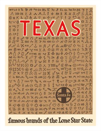 Texas Famous Cattle Brands Of The Lone Star State Santa Fe Railroad Giclee Print Pacifica Island Art Allposters Com