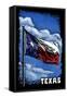 Texas Flag  - Scratchboard-Lantern Press-Framed Stretched Canvas