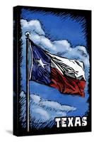 Texas Flag  - Scratchboard-Lantern Press-Stretched Canvas