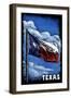 Texas Flag  - Scratchboard-Lantern Press-Framed Art Print