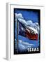 Texas Flag  - Scratchboard-Lantern Press-Framed Art Print