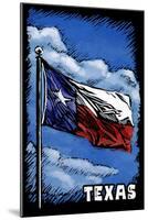 Texas Flag  - Scratchboard-Lantern Press-Mounted Art Print