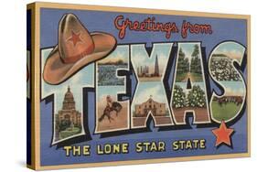 Texas - Greetings From The Lone Star State-Lantern Press-Stretched Canvas