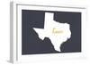Texas - Home State - White on Gray-Lantern Press-Framed Art Print