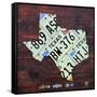 Texas License Plate Map Large-Design Turnpike-Framed Stretched Canvas