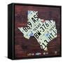 Texas License Plate Map Large-Design Turnpike-Framed Stretched Canvas