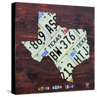 Texas License Plate Map Large-Design Turnpike-Stretched Canvas