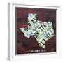 Texas License Plate Map Large-Design Turnpike-Framed Giclee Print