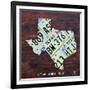 Texas License Plate Map Large-Design Turnpike-Framed Giclee Print