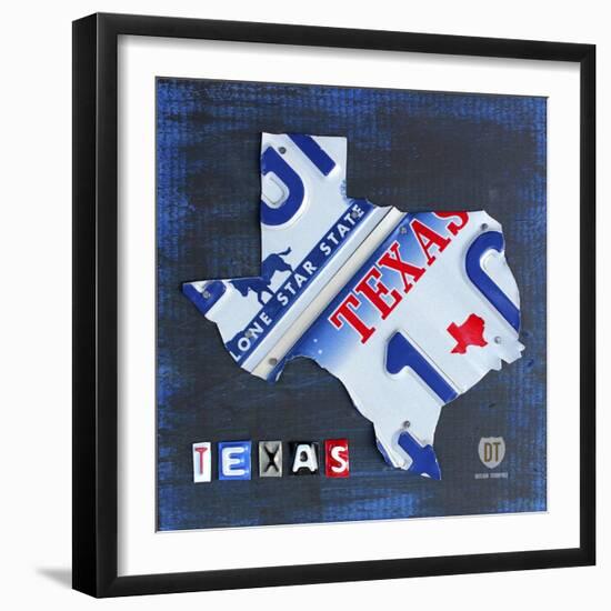 Texas License Plate Map-Design Turnpike-Framed Giclee Print