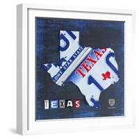 Texas License Plate Map-Design Turnpike-Framed Giclee Print