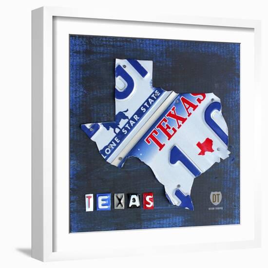 Texas License Plate Map-Design Turnpike-Framed Giclee Print