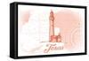 Texas - Lighthouse - Coral - Coastal Icon-Lantern Press-Framed Stretched Canvas