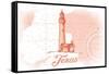 Texas - Lighthouse - Coral - Coastal Icon-Lantern Press-Framed Stretched Canvas