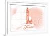 Texas - Lighthouse - Coral - Coastal Icon-Lantern Press-Framed Art Print