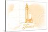 Texas - Lighthouse - Yellow - Coastal Icon-Lantern Press-Stretched Canvas
