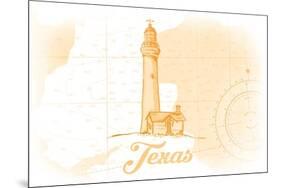 Texas - Lighthouse - Yellow - Coastal Icon-Lantern Press-Mounted Art Print