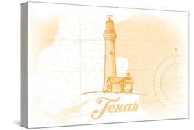 Texas - Lighthouse - Yellow - Coastal Icon-Lantern Press-Stretched Canvas