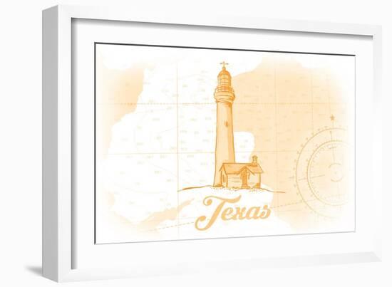 Texas - Lighthouse - Yellow - Coastal Icon-Lantern Press-Framed Art Print