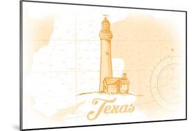 Texas - Lighthouse - Yellow - Coastal Icon-Lantern Press-Mounted Art Print