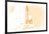 Texas - Lighthouse - Yellow - Coastal Icon-Lantern Press-Framed Art Print