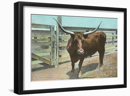 Texas Long Horn Steer-null-Framed Art Print